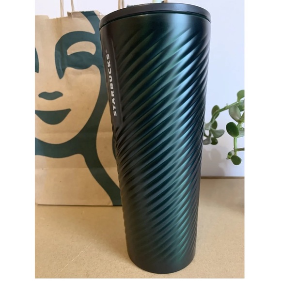 Starbucks Holiday Green Swirl Venti Stainless Steel Tumbler Cold Cup 24oz - Picture 2 of 4